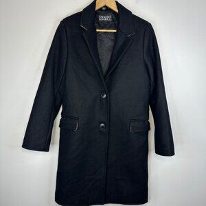 Straight To Hell Overcoat Ronnie Wool Jacket Black Cheetah Print Pea Coat Medium